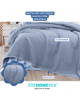 ETEHOMETEX HAVUZLU PİKE ÇİFT KİŞİLİK 220x240cm GRİ 8696474231653